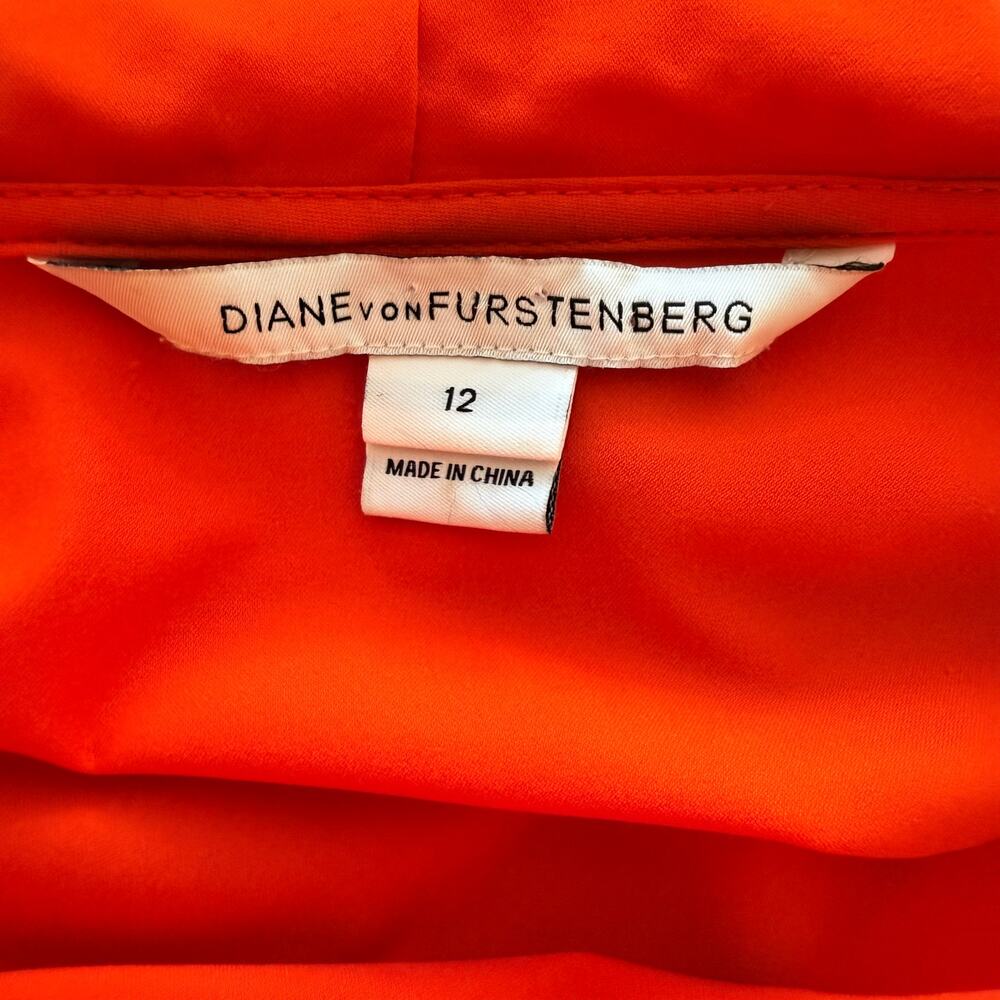 Diane Von Furstenberg Bethania Orange Wrap Dress Size 12 - Picture 6 of 10